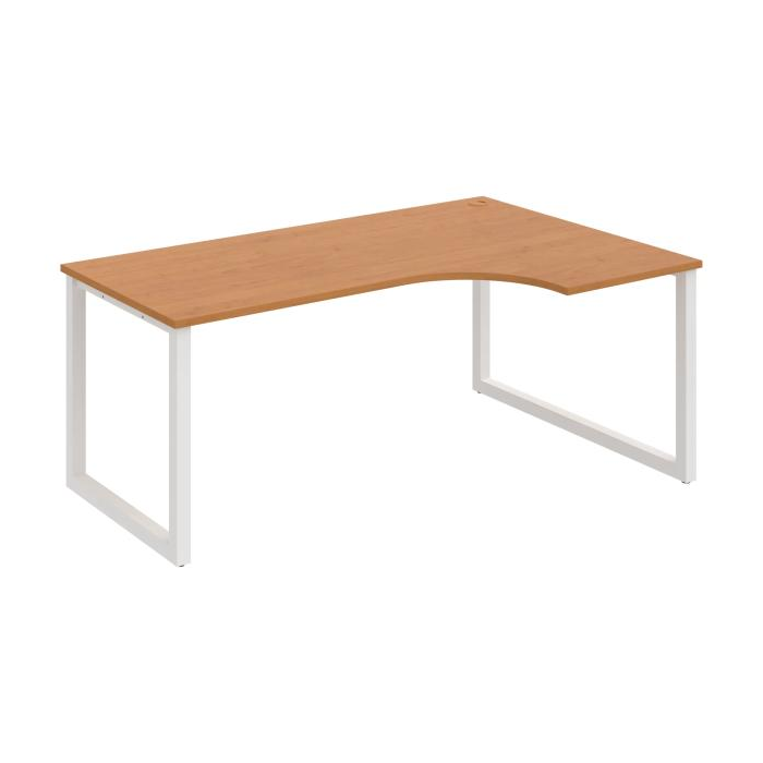 Pracovný stôl UNI O, ergo, ľavý, 180x75,5x120 cm, jelša/biela
