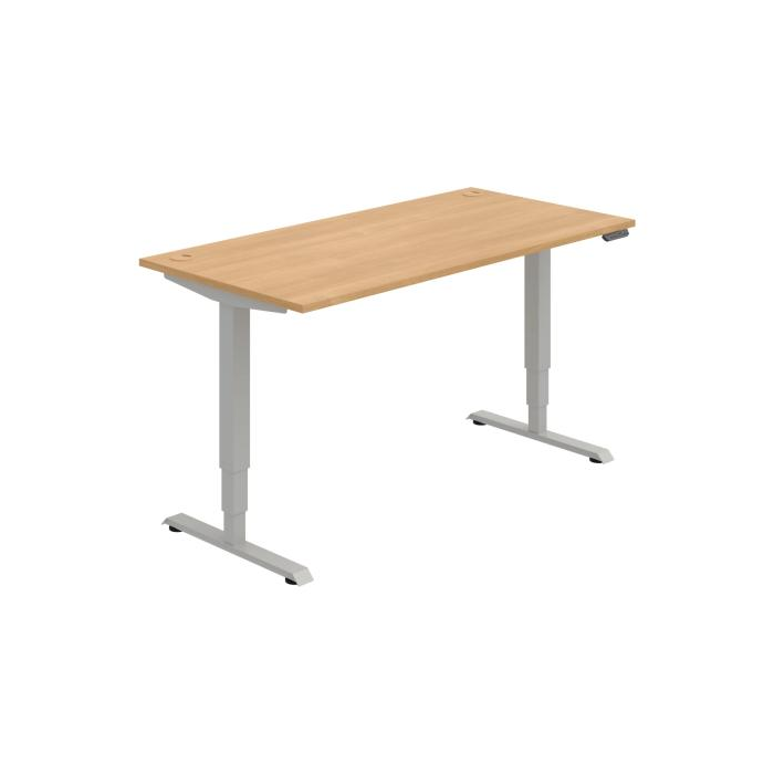Pracovný stôl RUN, PO, 3S, 160x64,5-130,5x80 cm, dub/sivá
