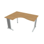 Pracovný stôl Flex, ergo, pravý, 160x75,5x120 (60x80) cm, dub/kov
