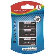 Guma KEYROAD Black 3ks blister čierna