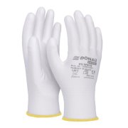 Rukavice pletené, polomáčané DONAU SAFETY PU kat. II biele veľ. 8