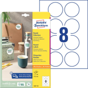 Etikety univerzálne kruhové 65mm Avery A4 10 hárkov
