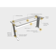 Pracovný stôl Cross, ergo, pravý, 180x75,5x200 cm, jelša/kov