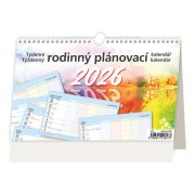Stolový kalendár riadkový 22,6x13,9 cm - Týždenný rodinný plánovací 2026