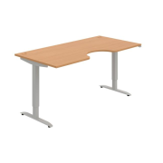 Pracovný stôl Motion Ergo, ZO, 2S, 180x70,5-120,5x90 cm, buk/sivá